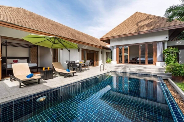 2 to 3 bedroom thai balinese pool villa renovated 2022 for sale rawa phuket thai residential bedrooms with direct pool terrace access (1)